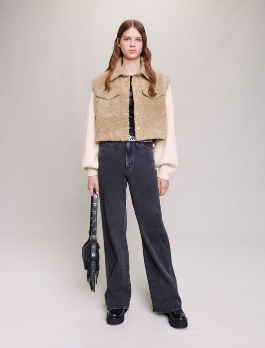 Shop Faux Fur And Knit Jacket Online in KSA Maje Maje KSA