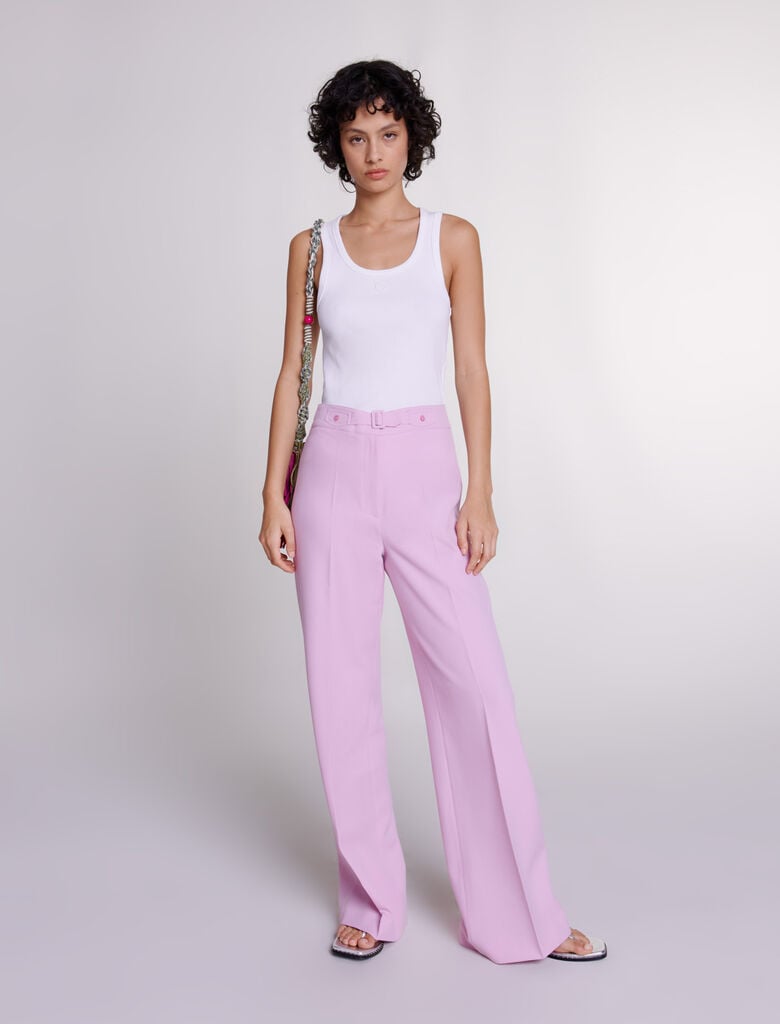 Blush pink wide leg trousers best sale