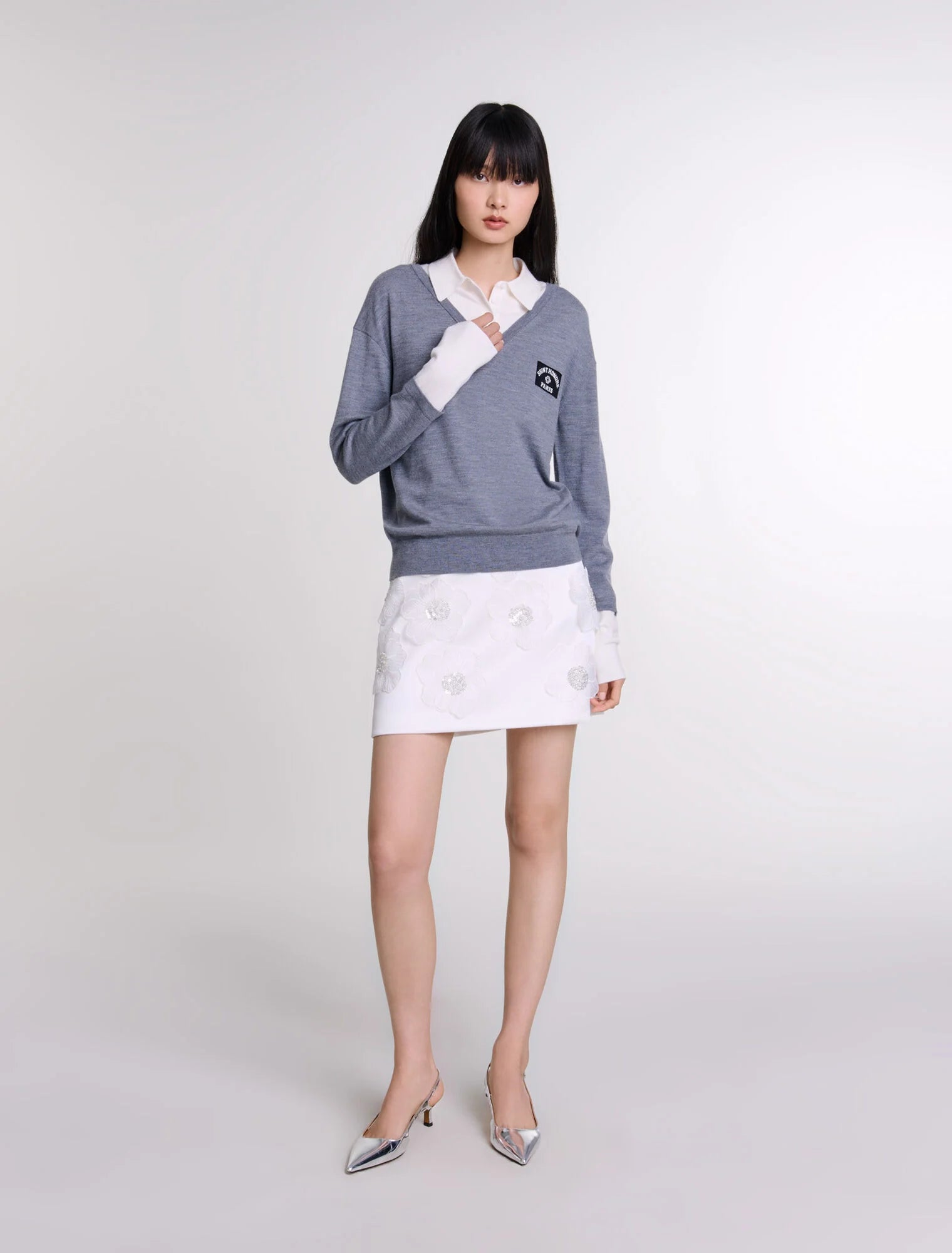 Shop Layered Wool Blend Jumper for Women Online Maje KSA