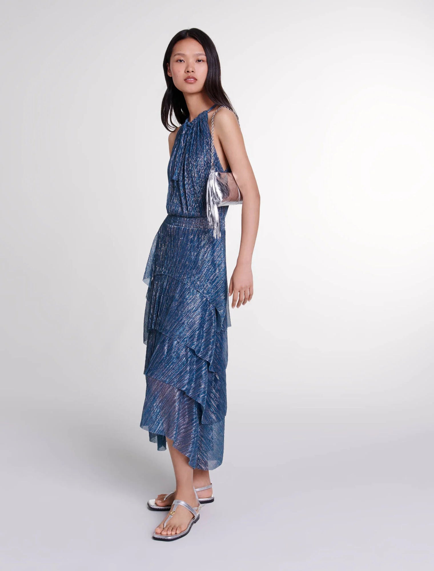 Shop Ruffled Lame Maxi Dress for women Online in Saudi Arabia Maje KSA
