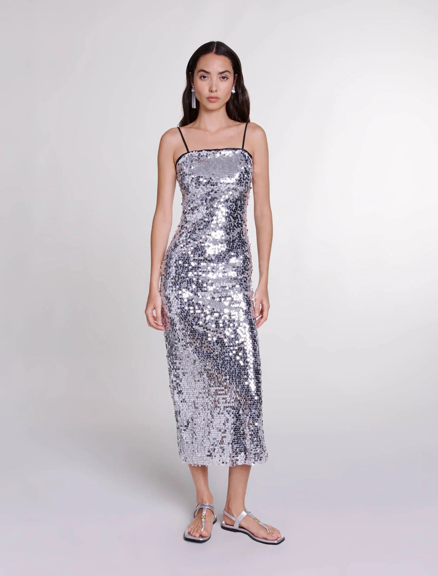 Maxi silver sequin dress best sale