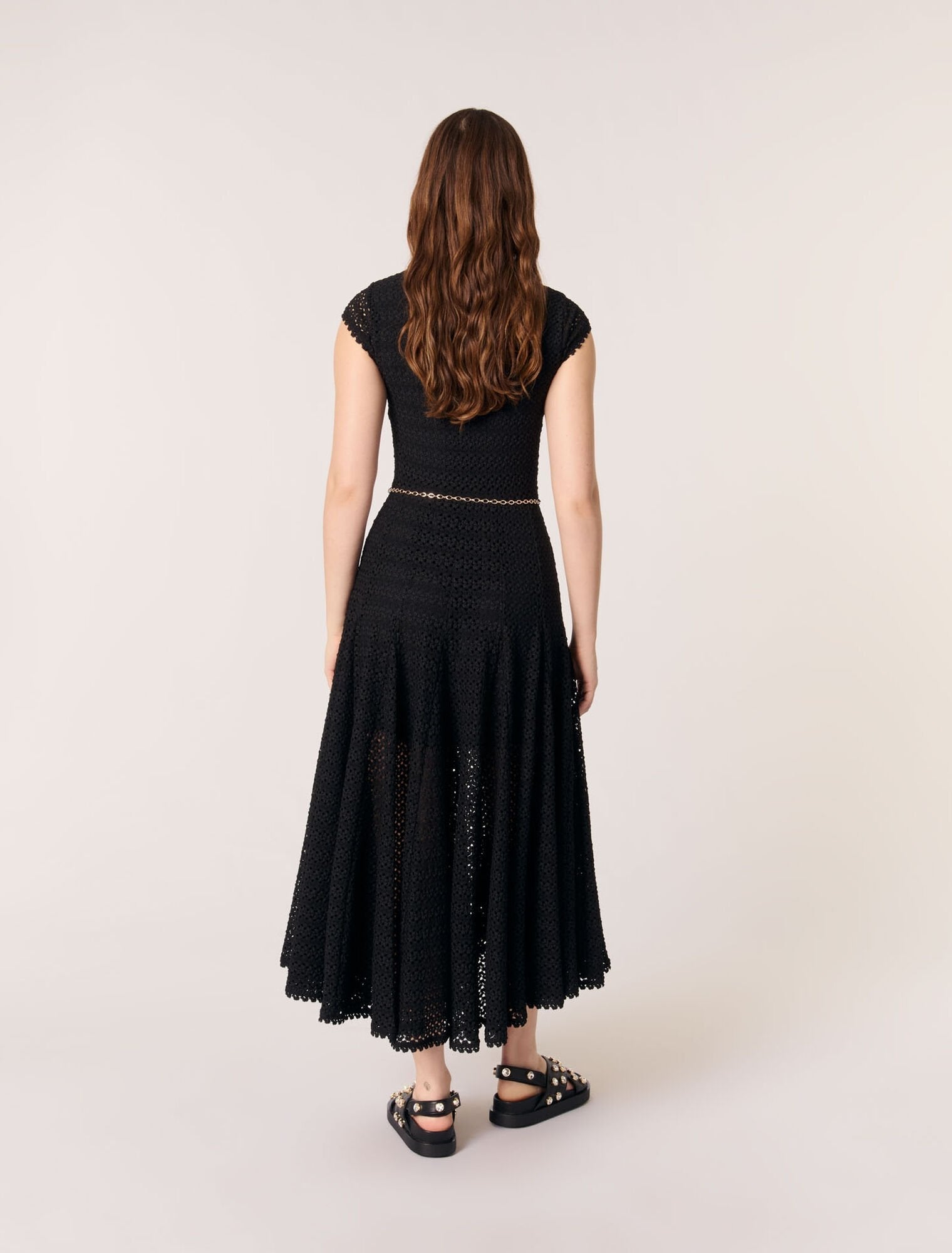 Black Crochet-knit maxi dress