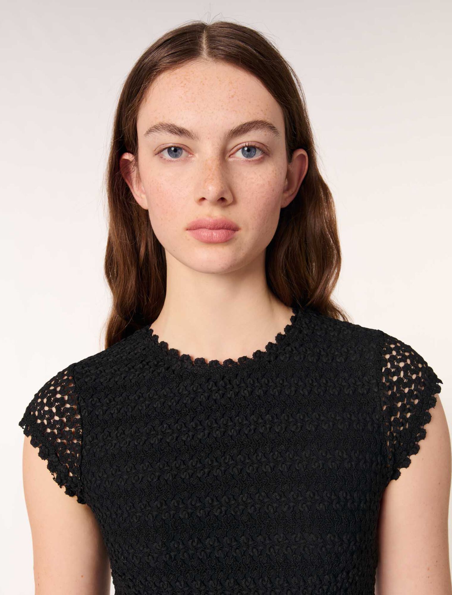 Black Crochet-knit maxi dress