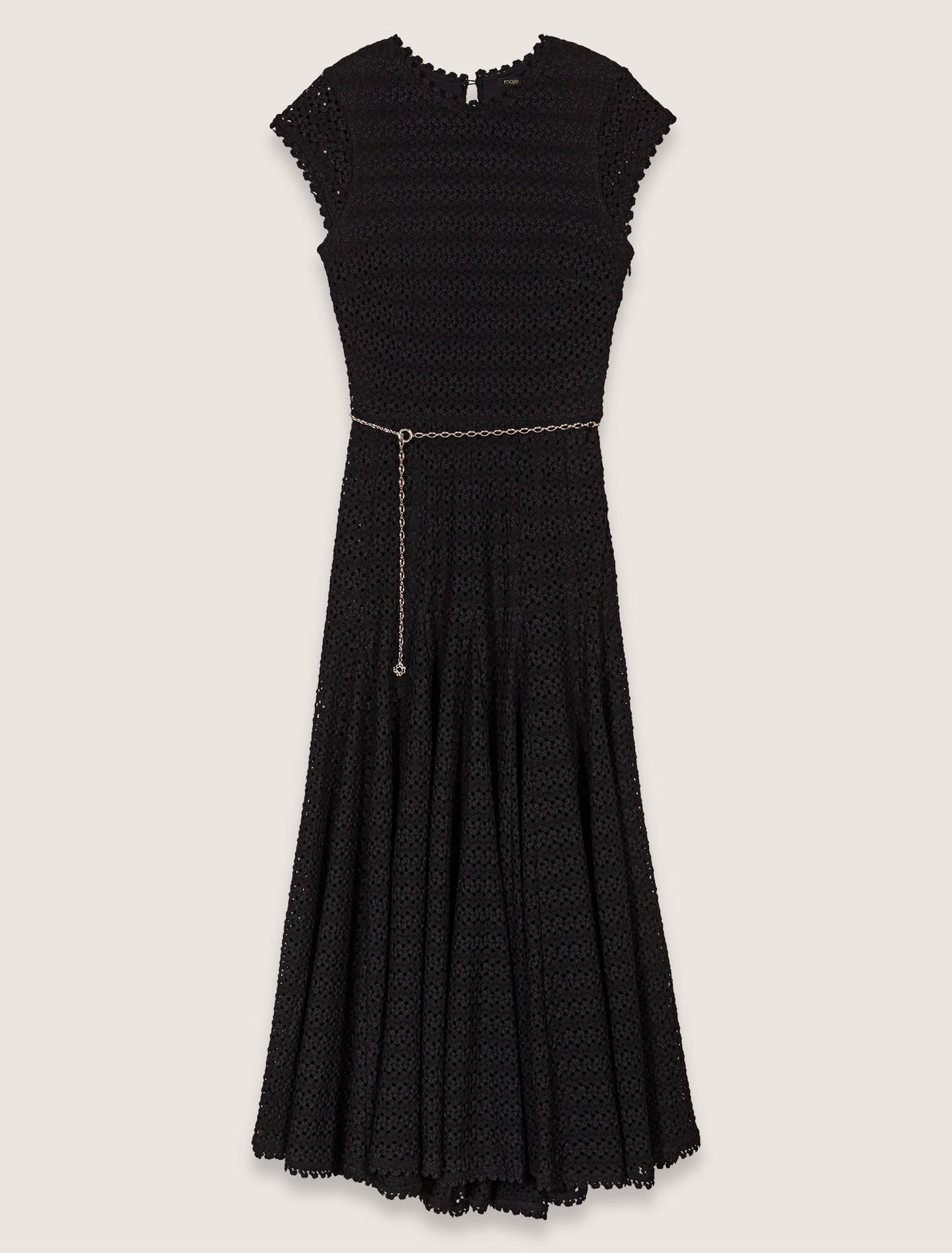 Black Crochet-knit maxi dress