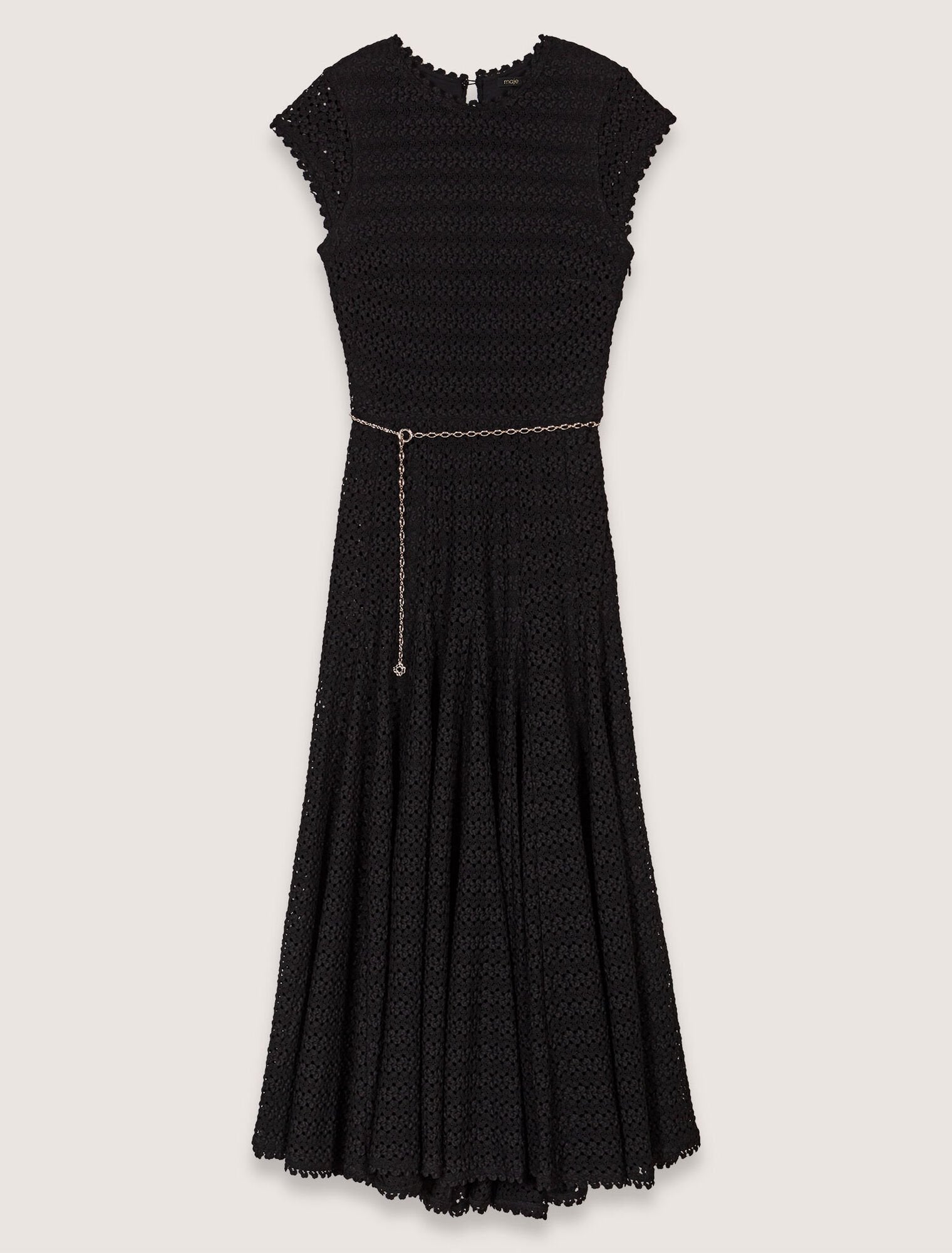 Black Crochet-knit maxi dress