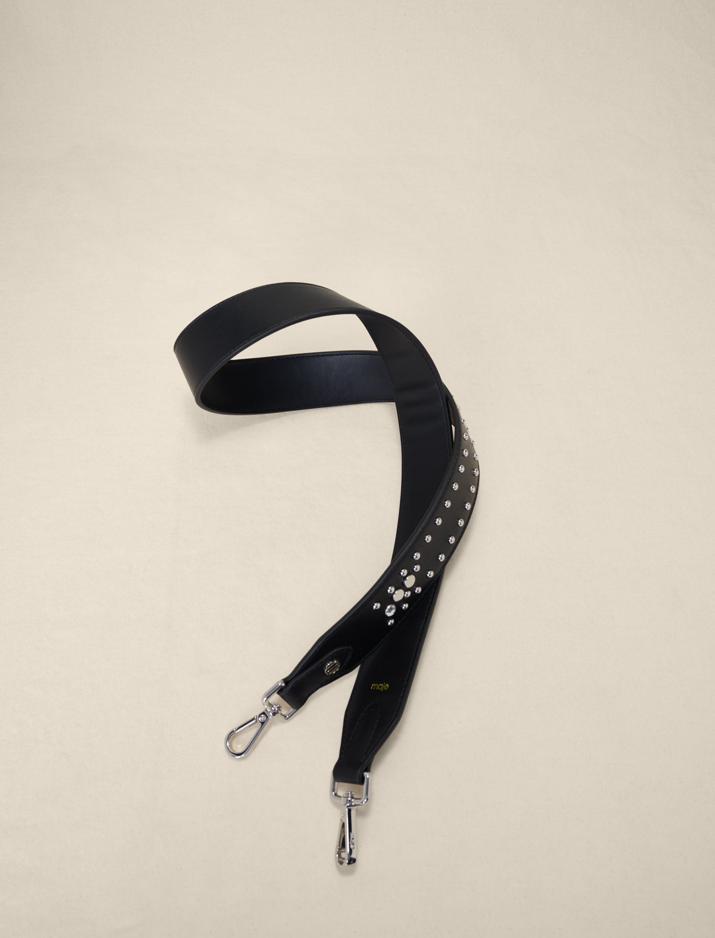 Maje Studded Leather Shoulder Strap - Black