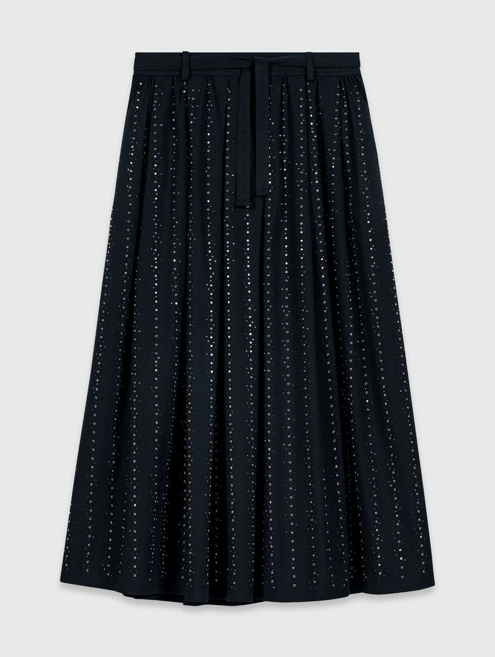 Long rhinestone cotton skirt Navy