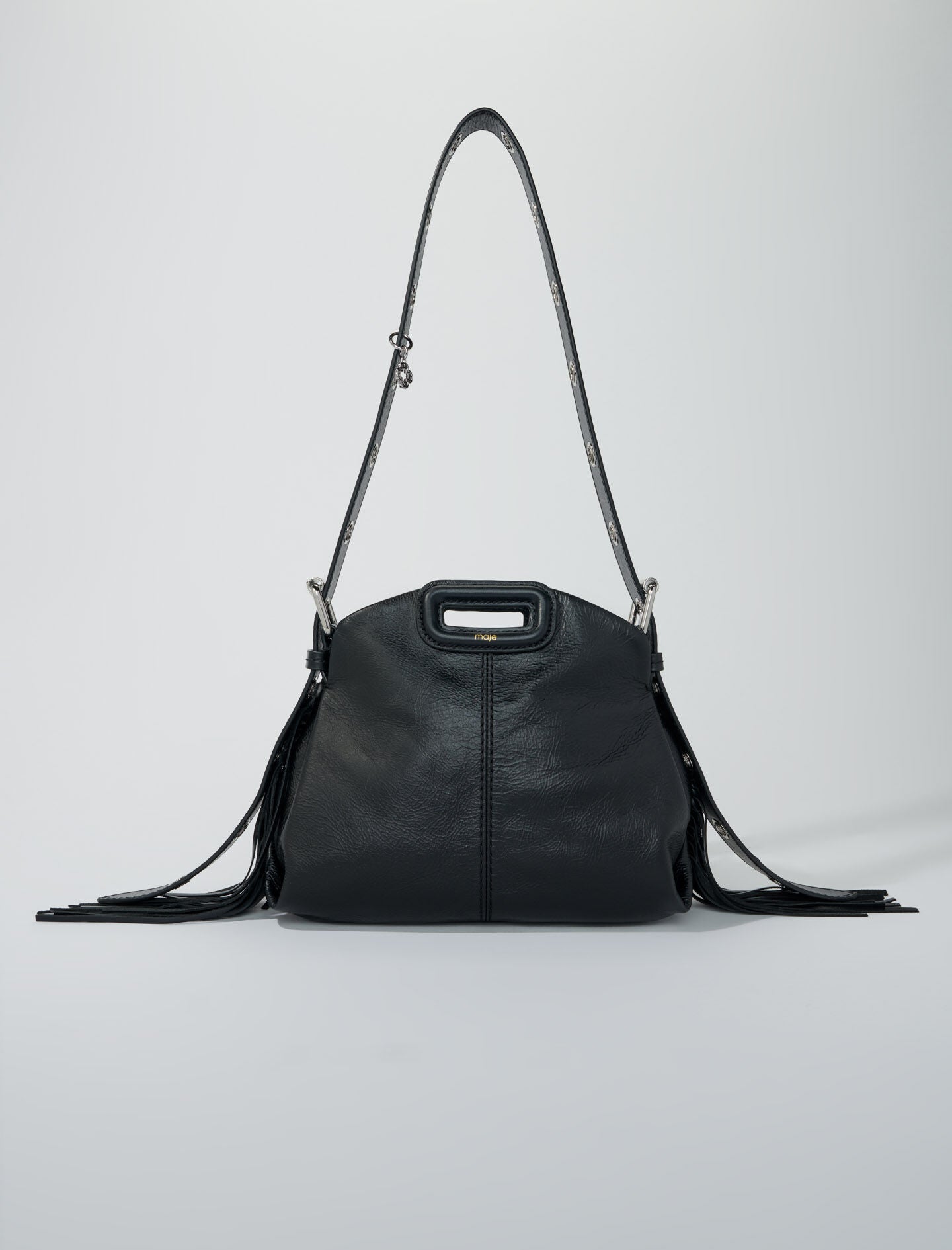 Black-featured-crackle leather mini miss m bag