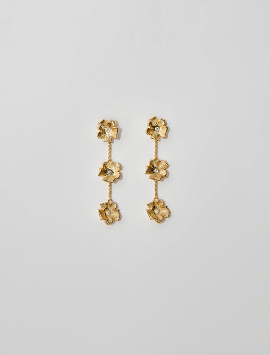Gold featured-flower earrings