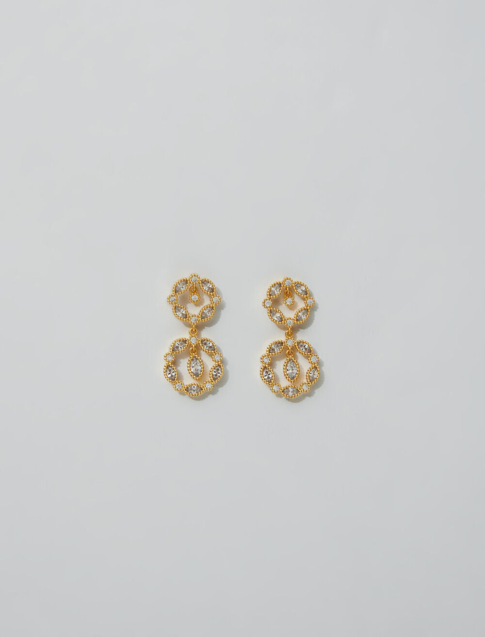 Gold-featured-Rhinestone pendant earrings