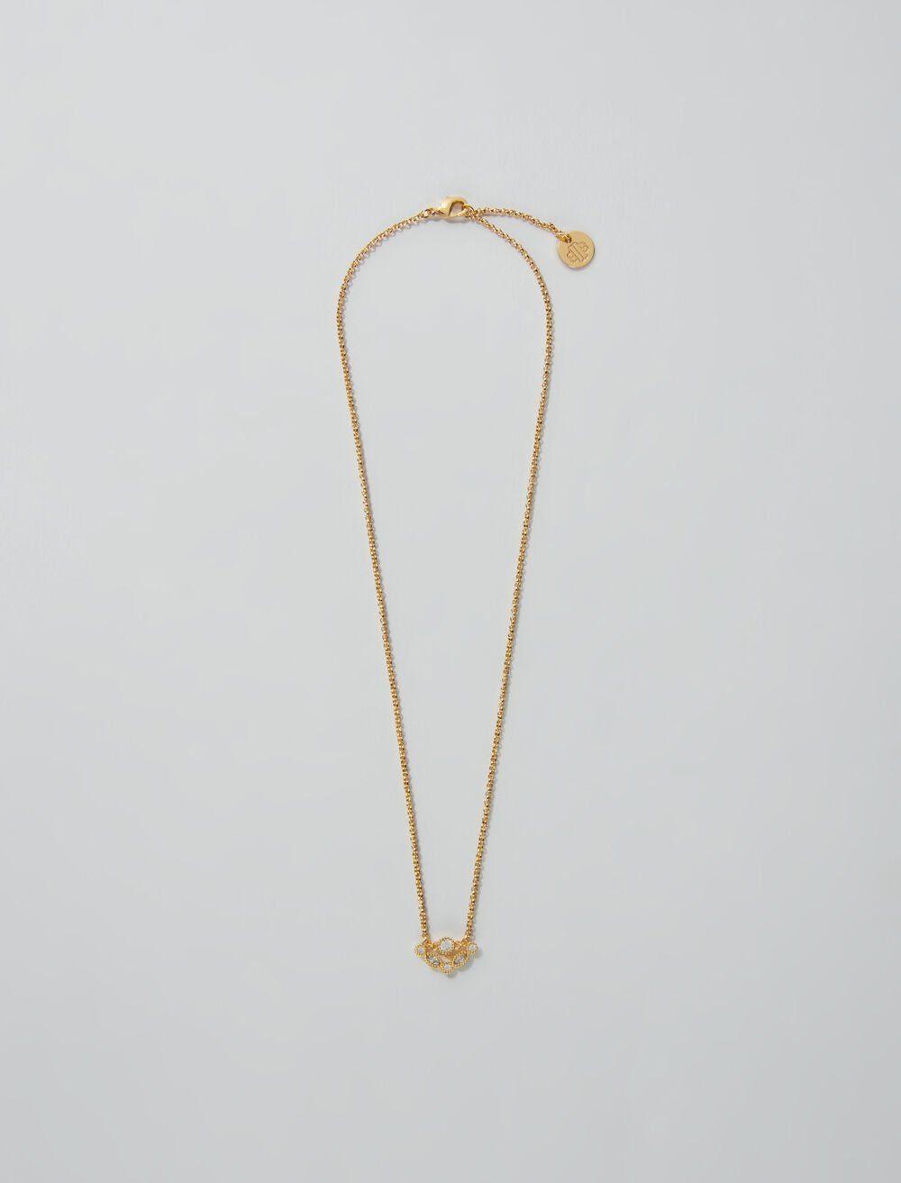 Gold-featured-Gold-tone necklace with rhinestones