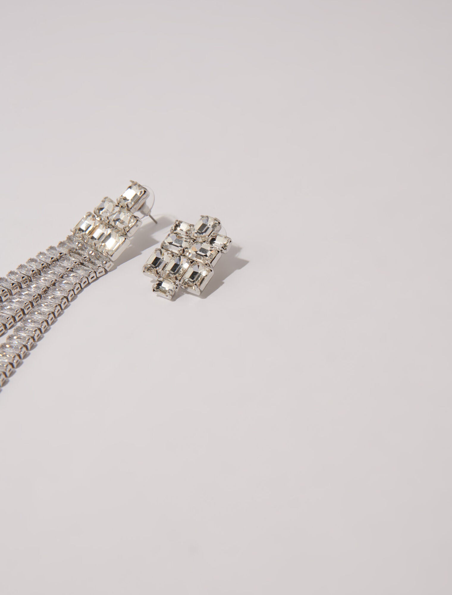 Silver-Cascade diamanté earrings