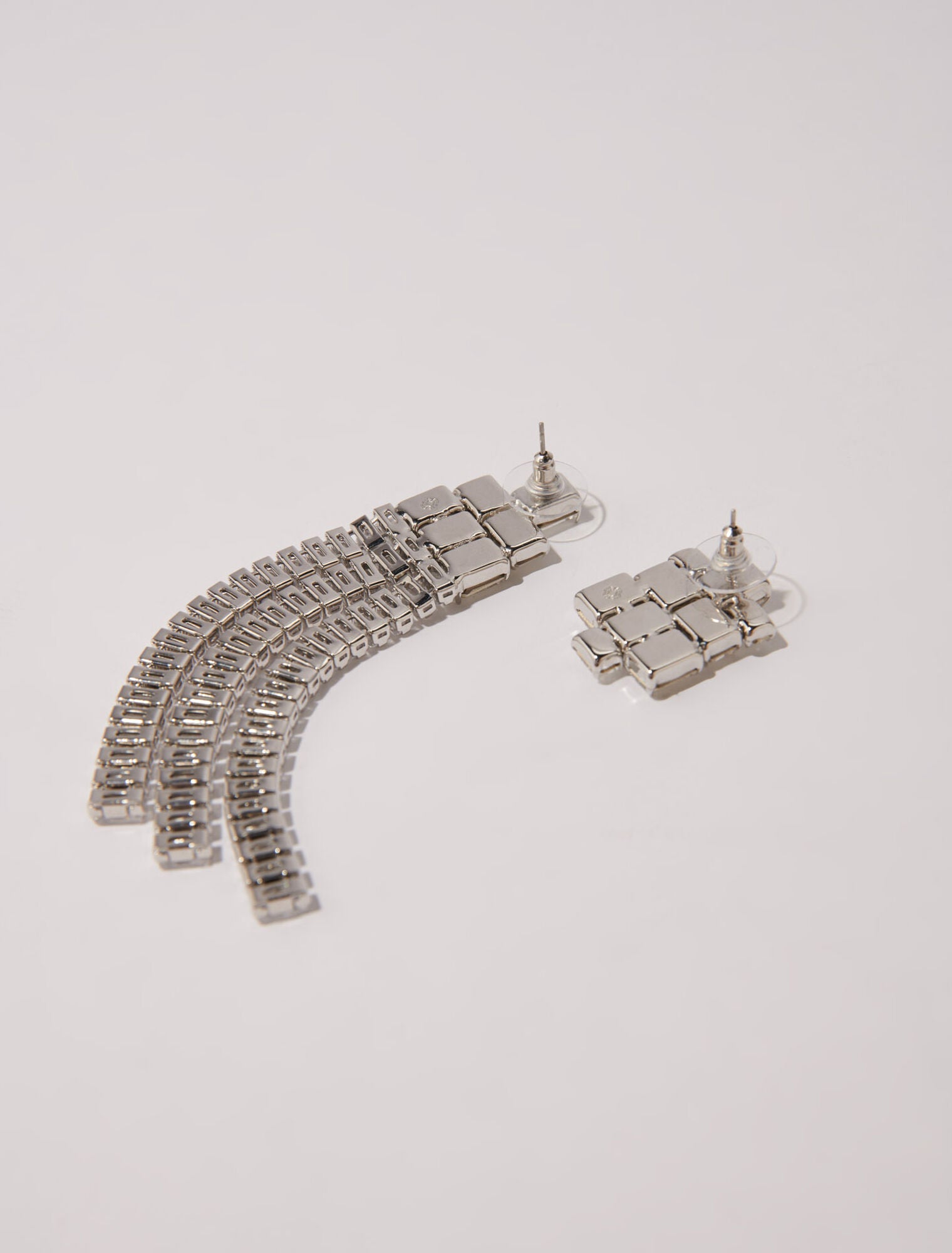 Silver-Cascade diamanté earrings