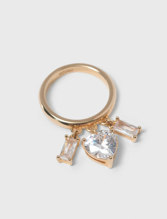 Rhinestone-Jewelled Gold-Tone Ring Gold