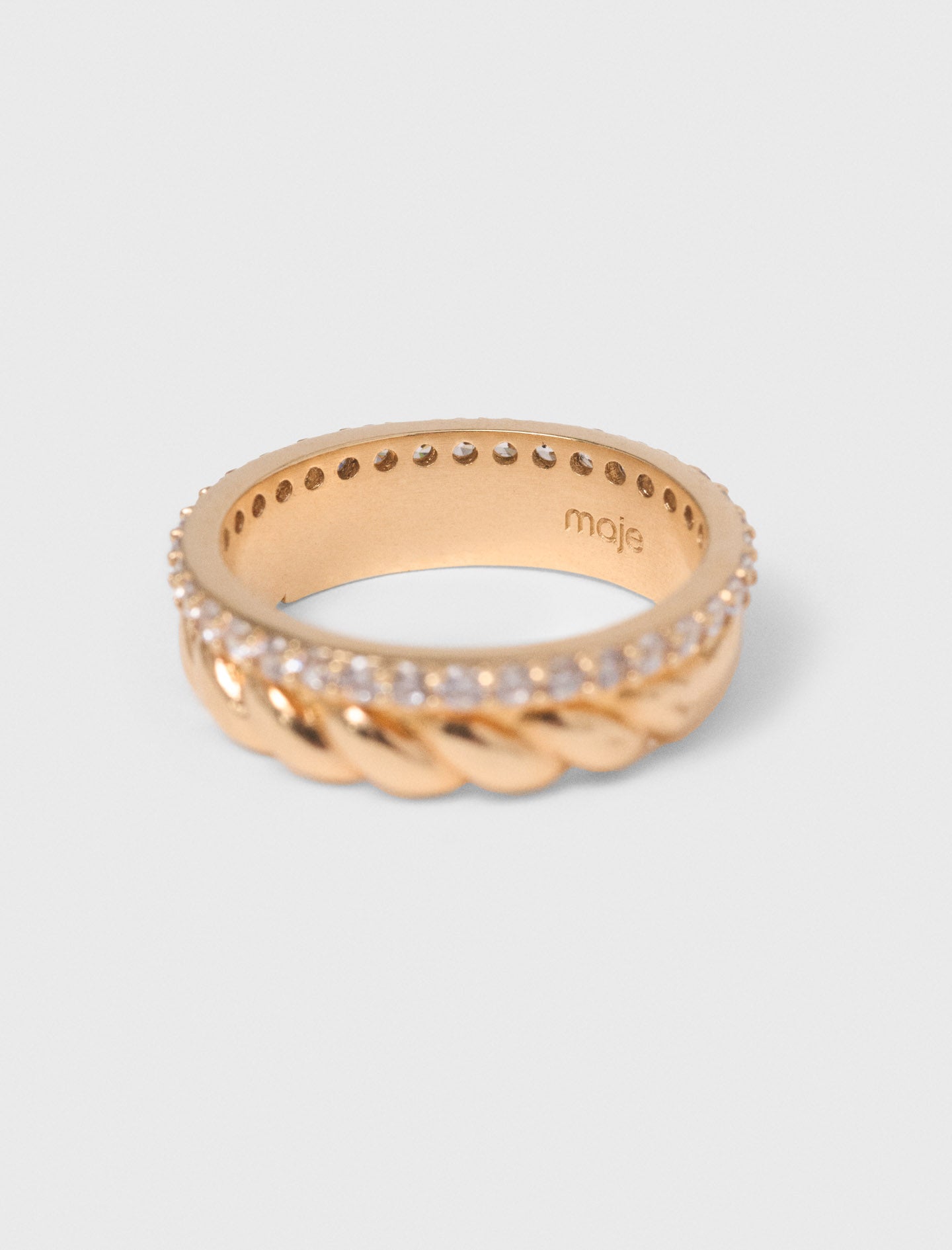 Twisted gold rhinestone ring Gold