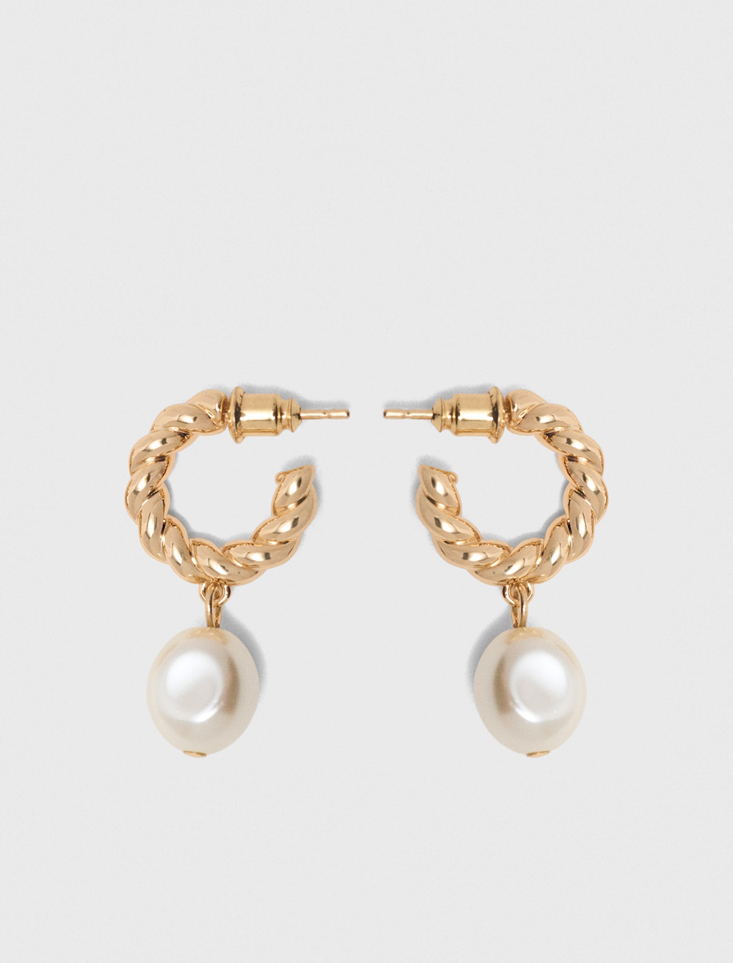 Twisted bead hoop earrings Gold