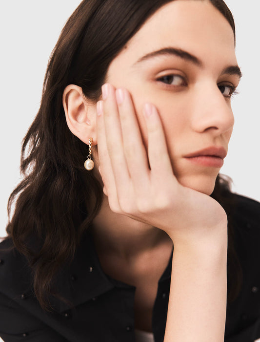 Twisted bead hoop earrings Gold