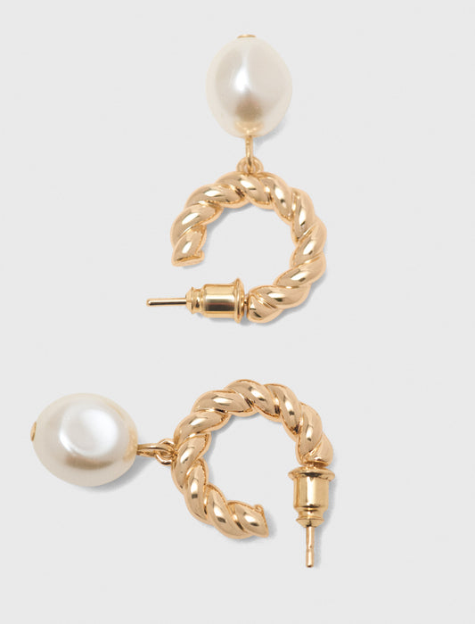 Twisted bead hoop earrings Gold