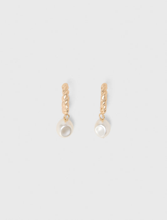 Twisted bead hoop earrings Gold