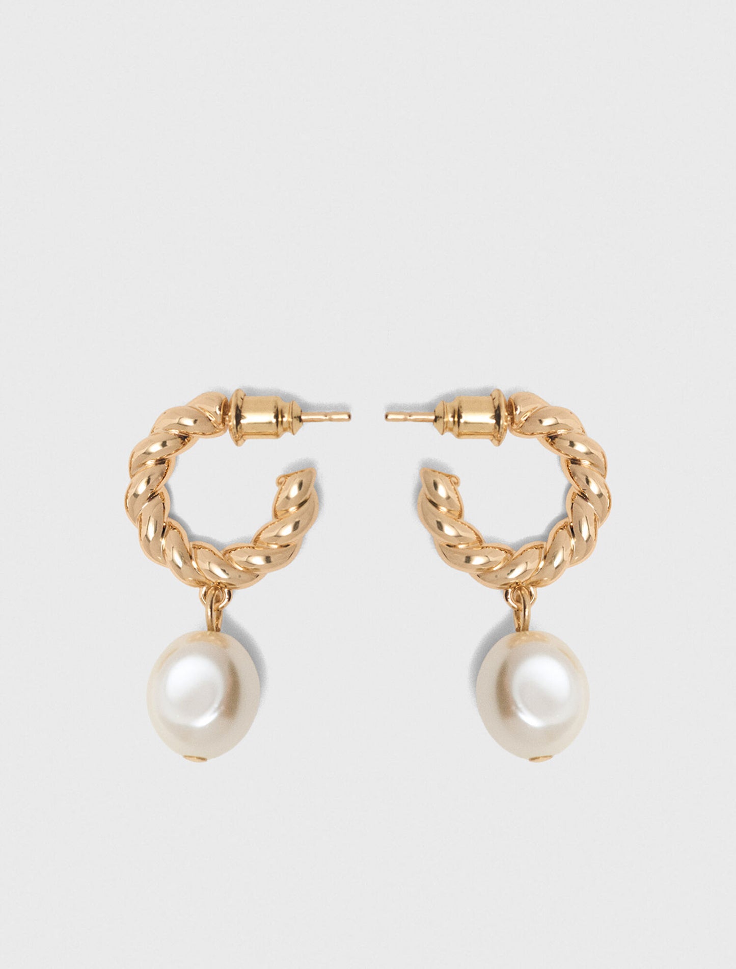 Twisted bead hoop earrings Gold
