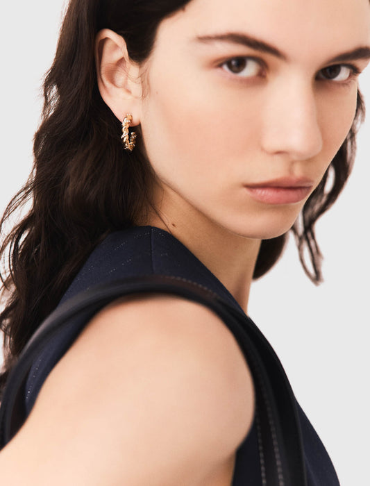 Twisted rhinestone hoop earrings Gold