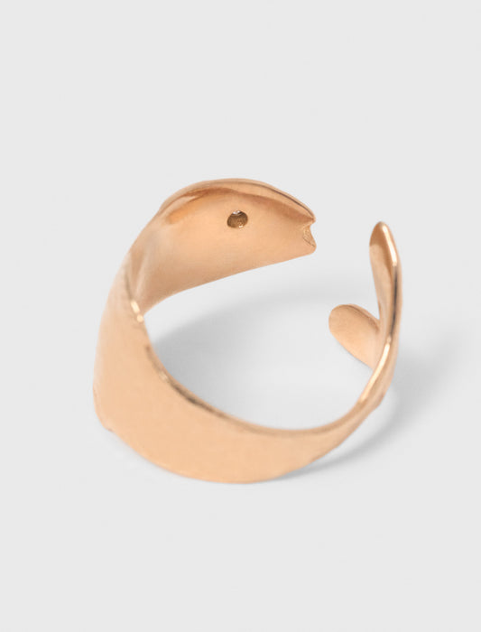 Fish rhinestone ring Gold