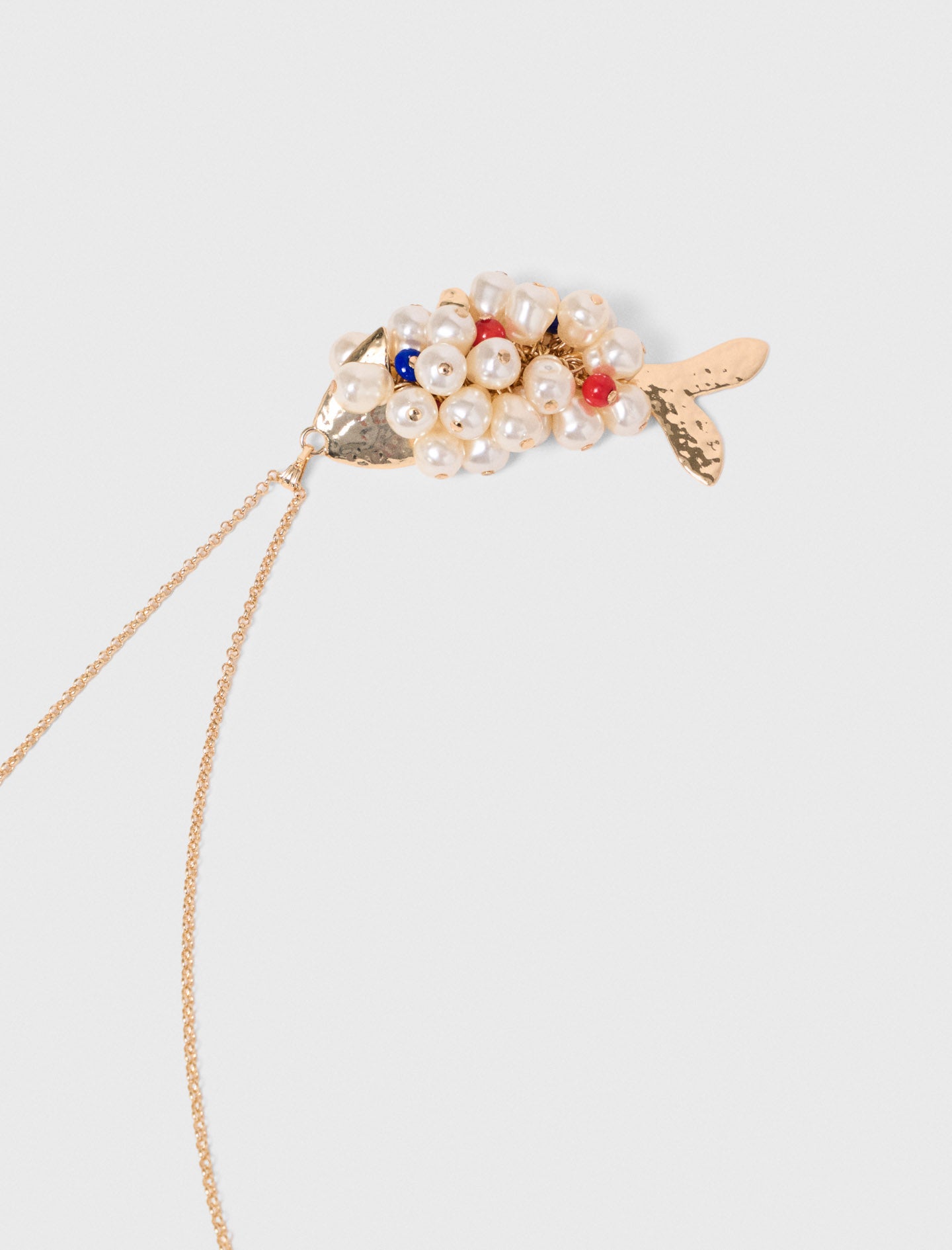 Long beaded fish necklace Gold