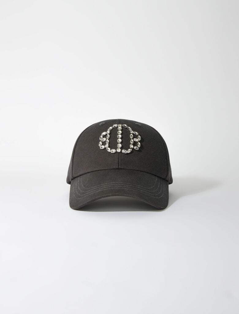 Black featured CLOVER RHINESTONE CAP