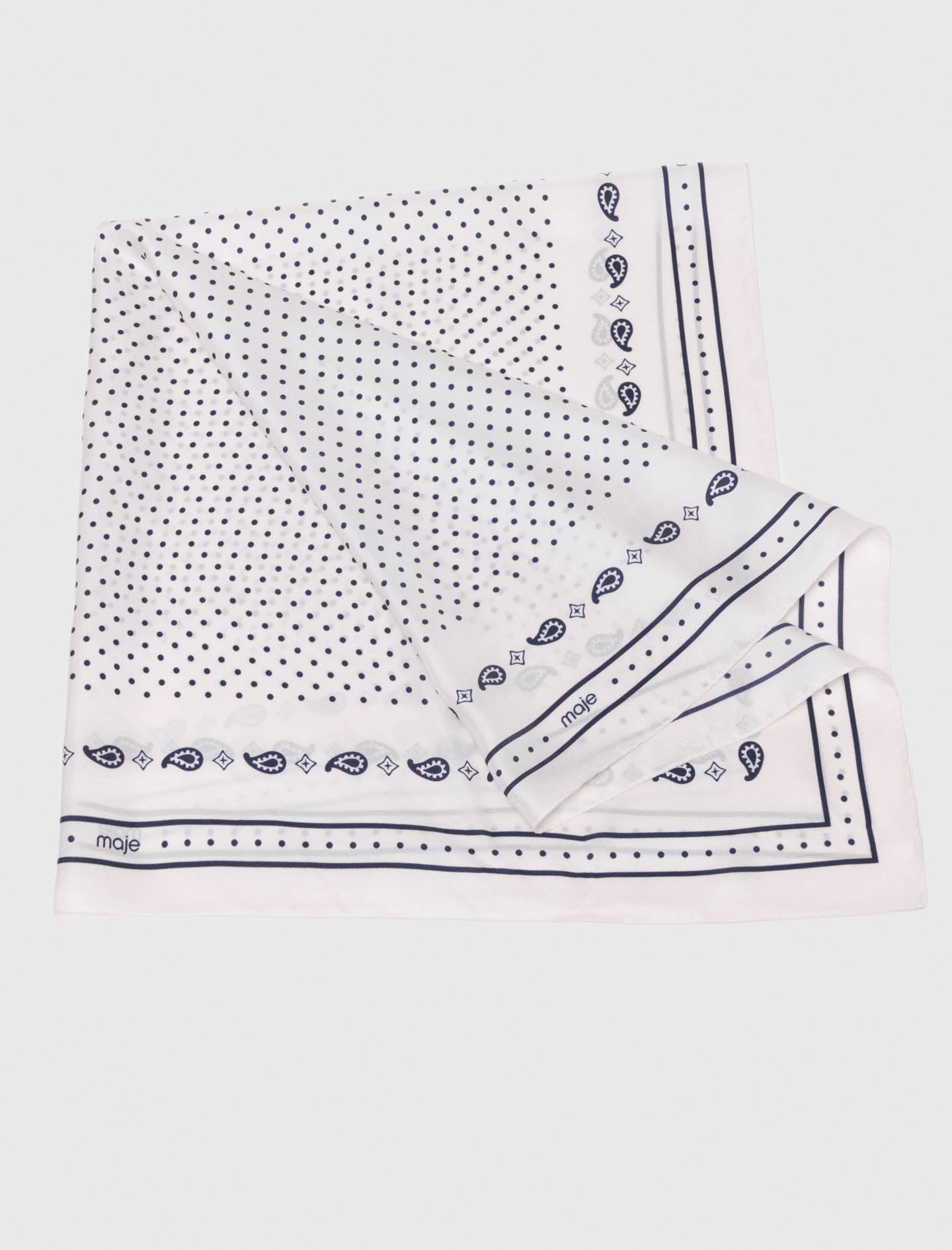 90X90 Printed Silk Scarf Ecru