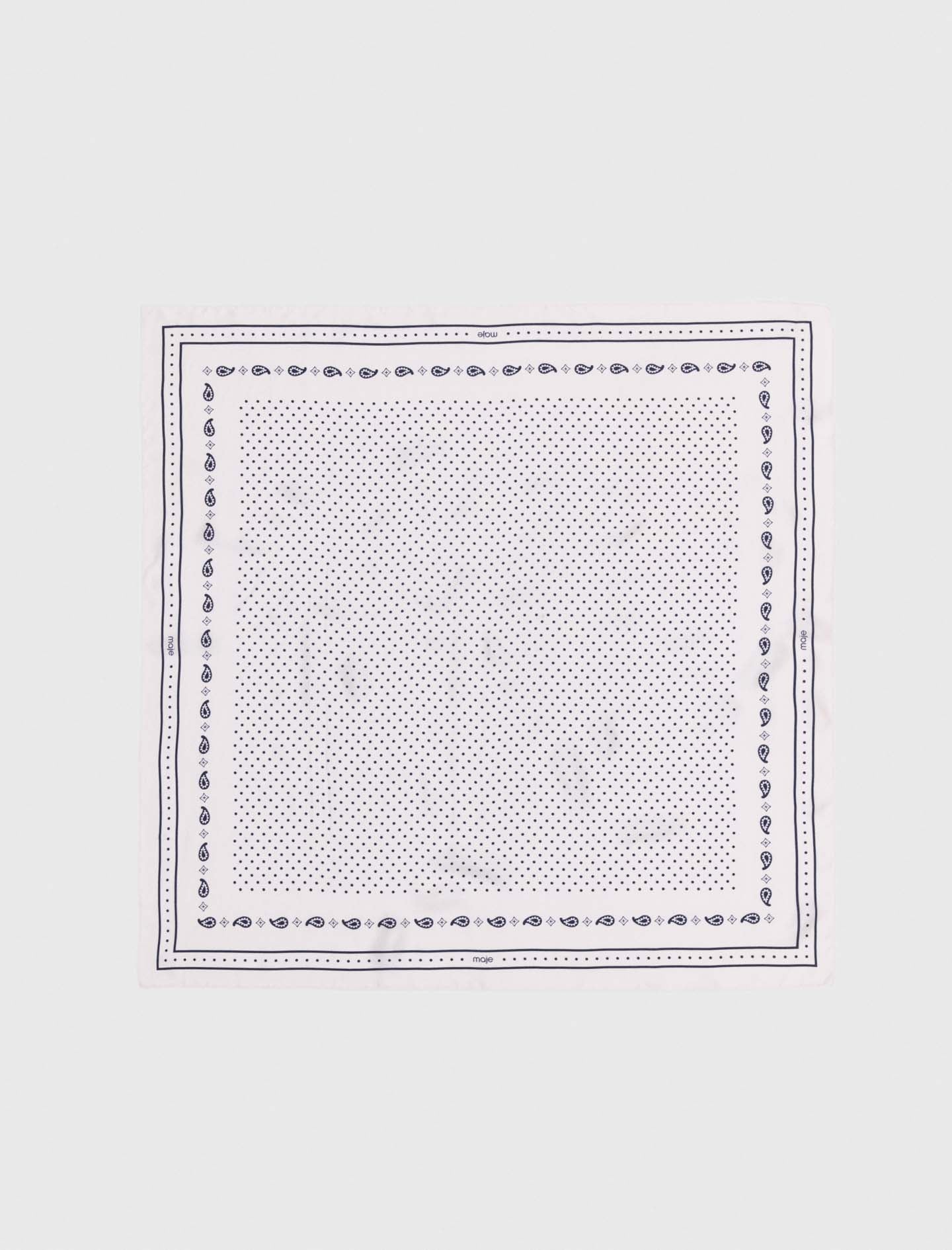 90X90 Printed Silk Scarf Ecru