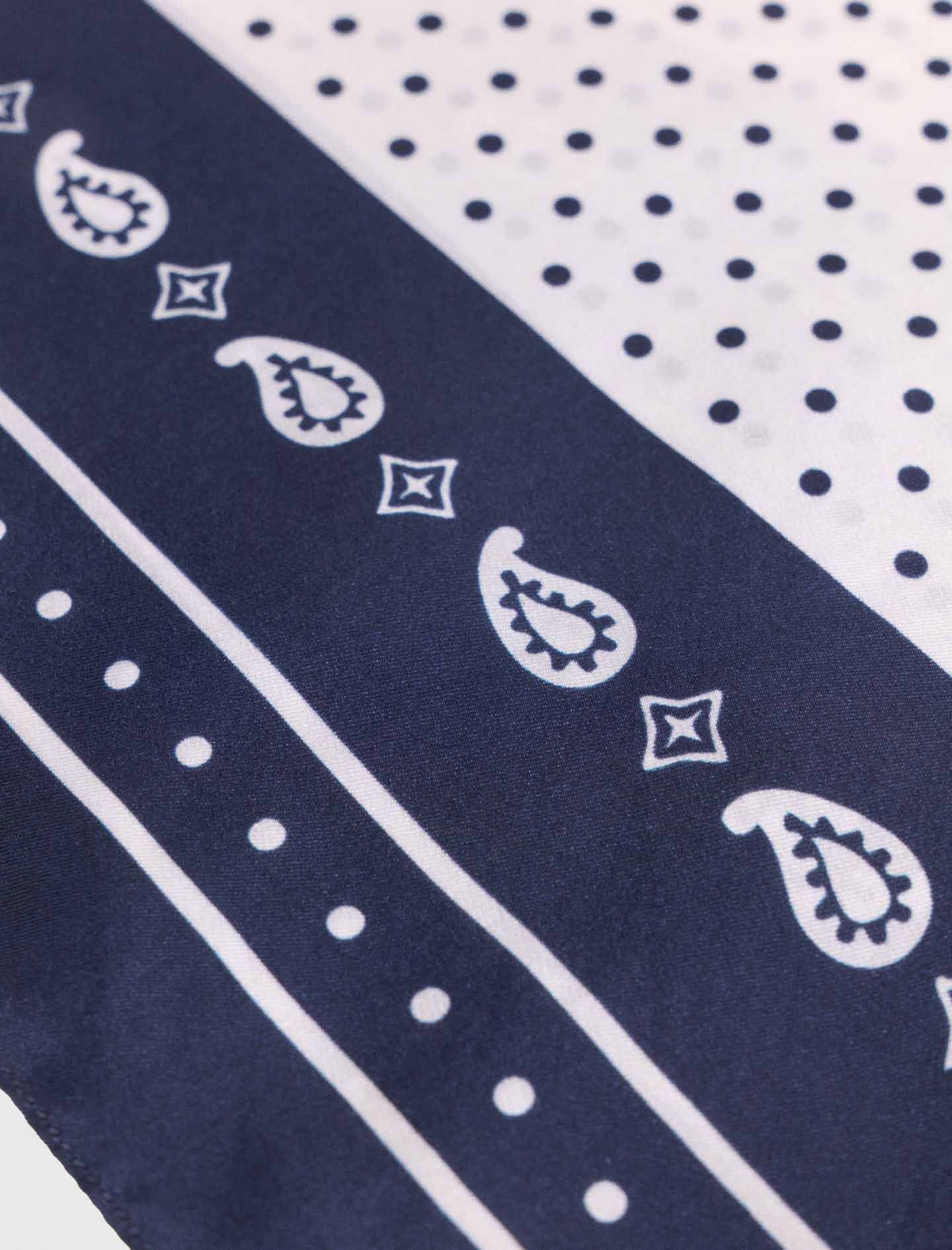 60X60 Silk Print Bandana Navy Polka Dot Bandana Print