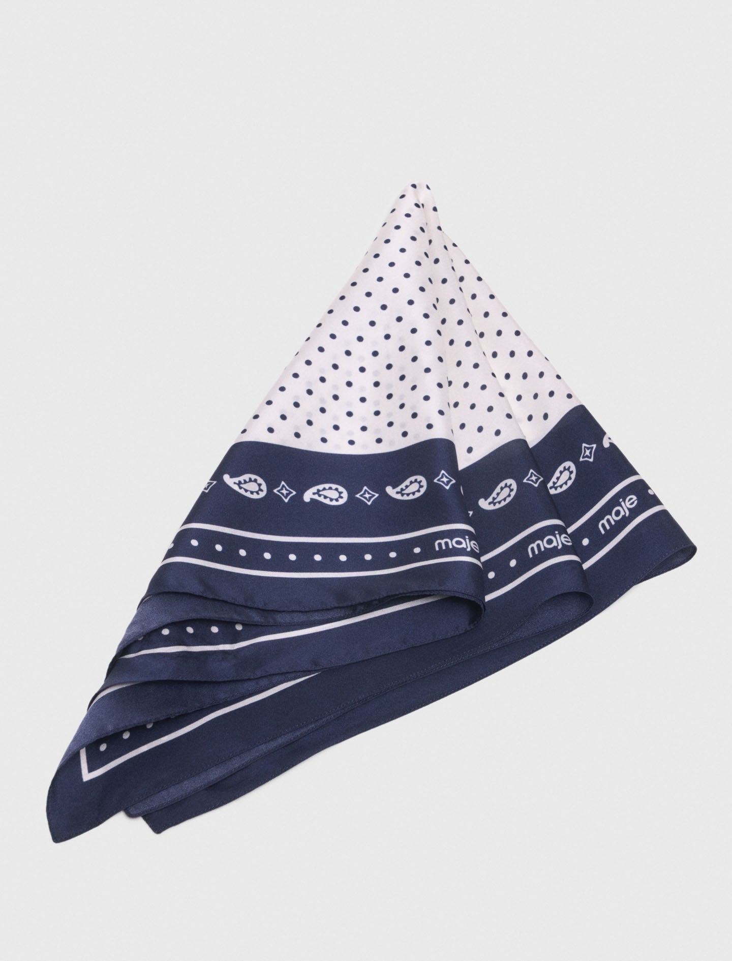 60X60 Silk Print Bandana Navy Polka Dot Bandana Print