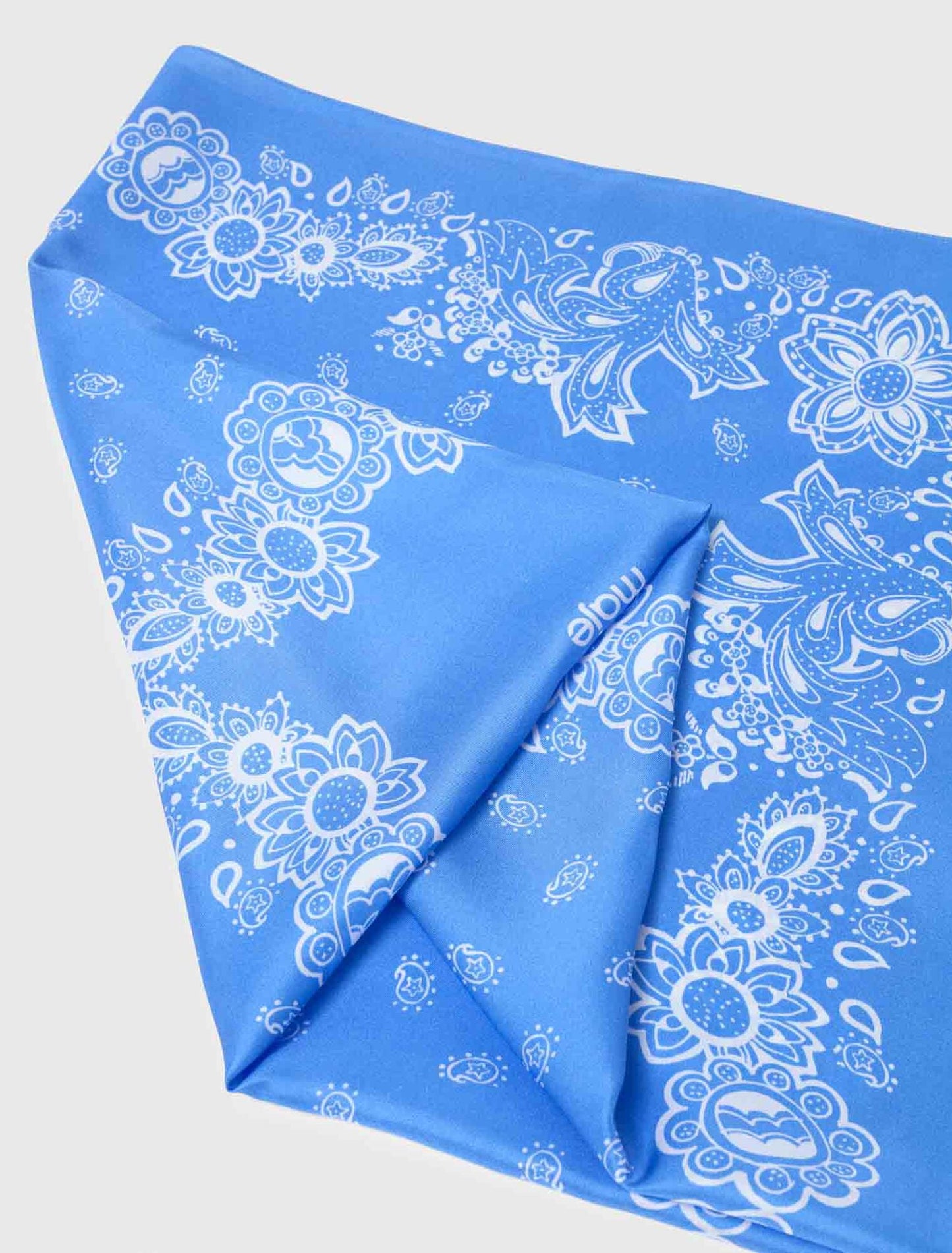 Bandana Print Silk Scarf Light Blue Bandana