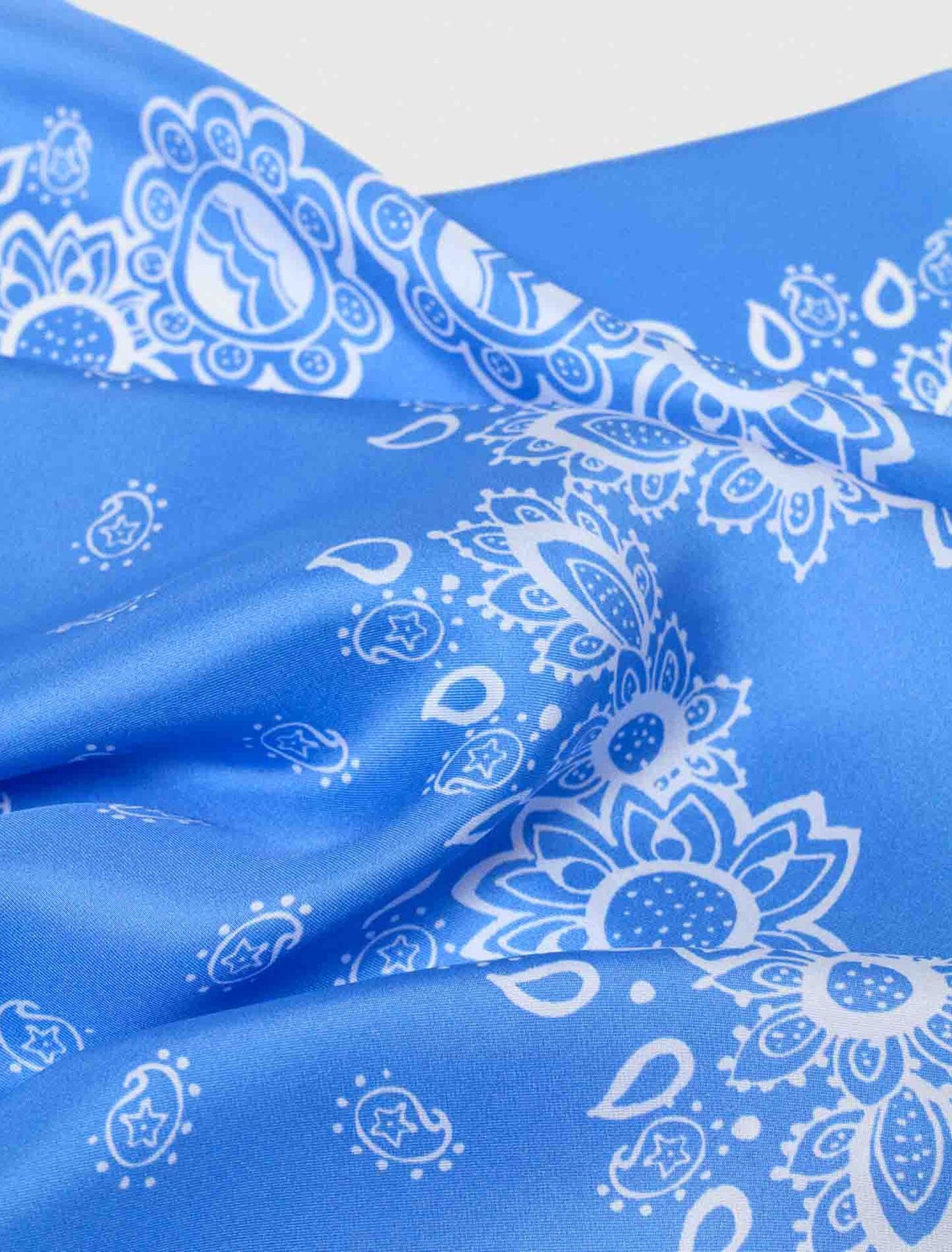 Bandana Print Silk Scarf Light Blue Bandana