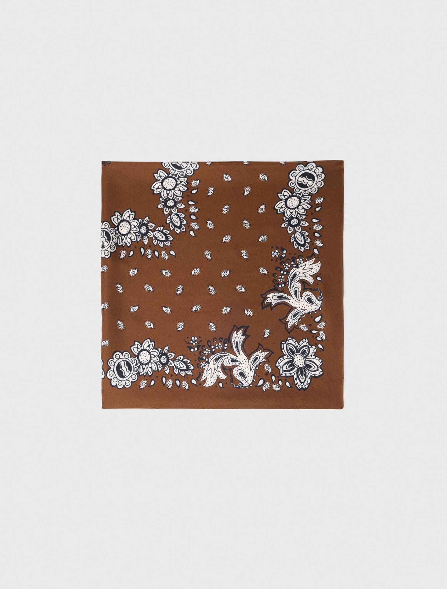 Bandana Print Silk Scarf Brown Bandana Print