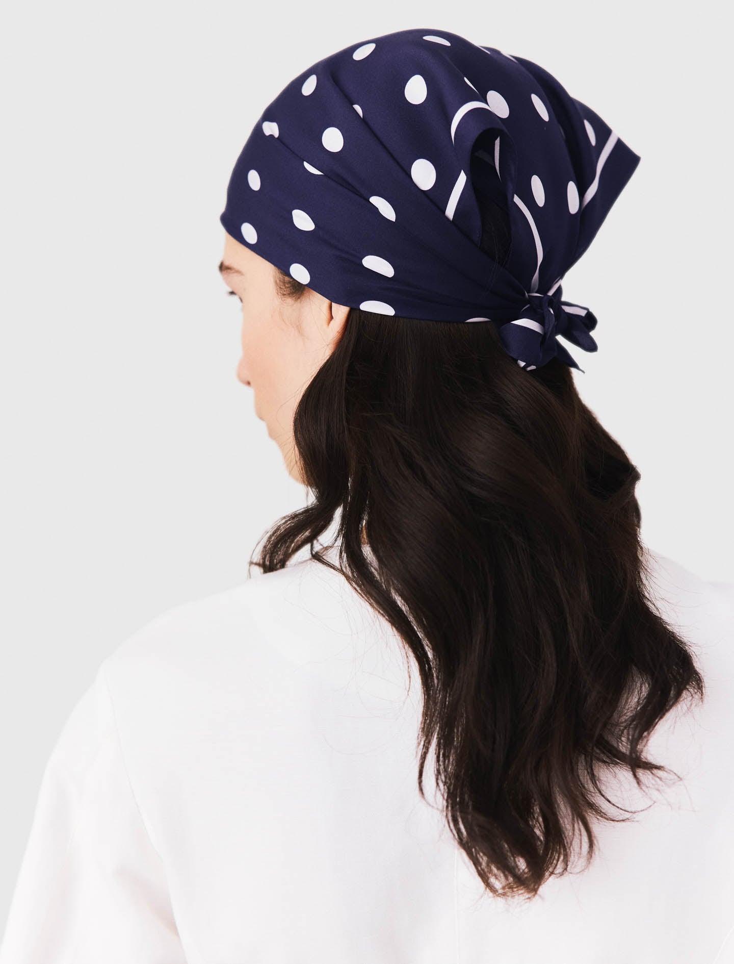 Silk polka dot bandana Navy Dots Print