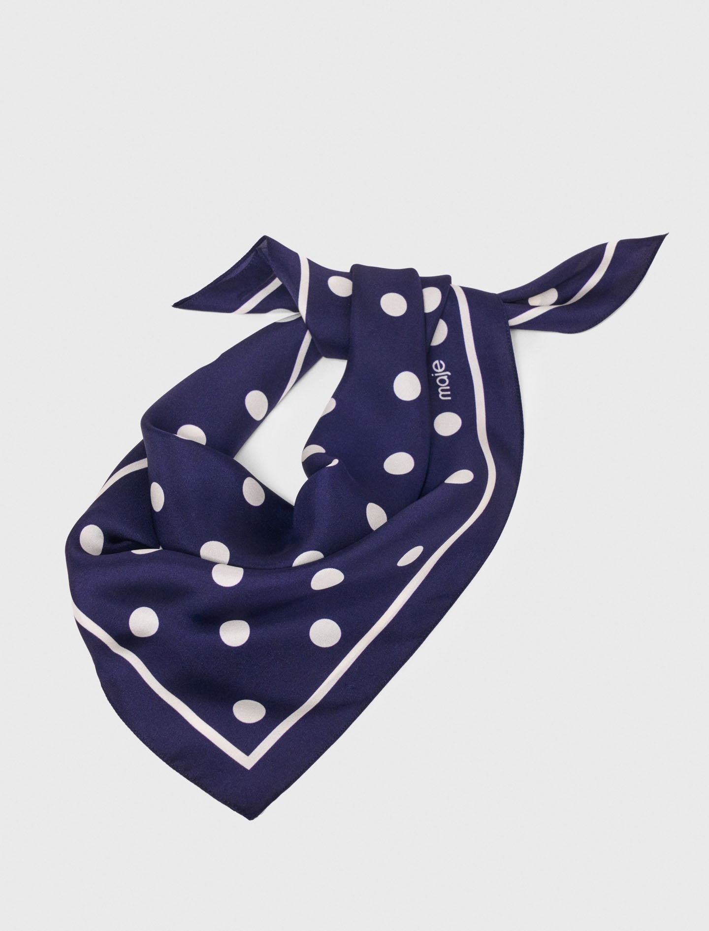 Silk polka dot bandana Navy Dots Print