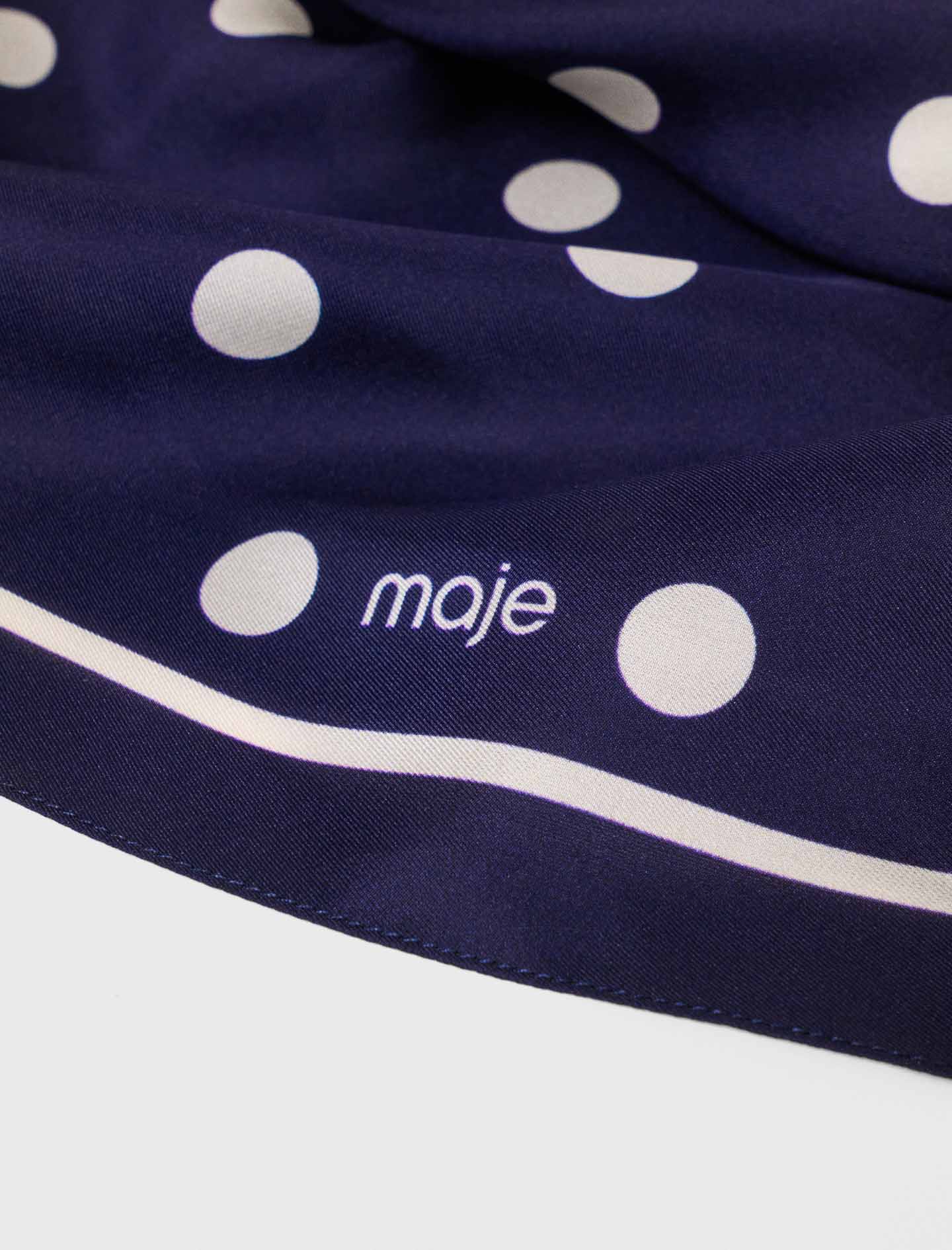 Silk polka dot bandana Navy Dots Print