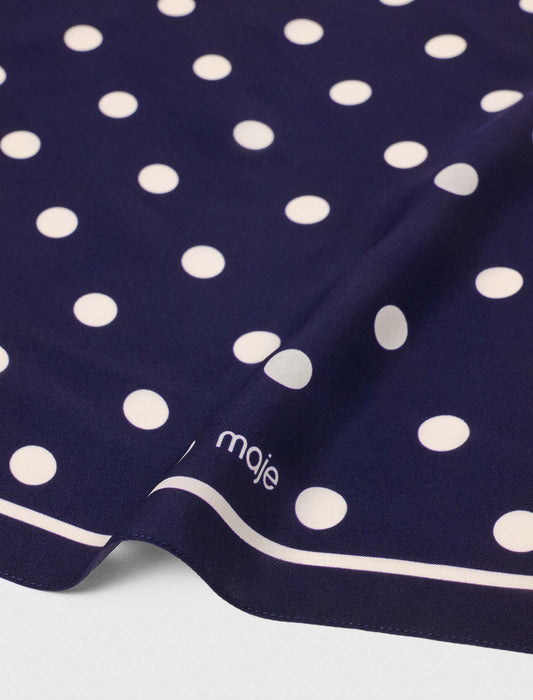 Silk polka dot bandana Navy Dots Print