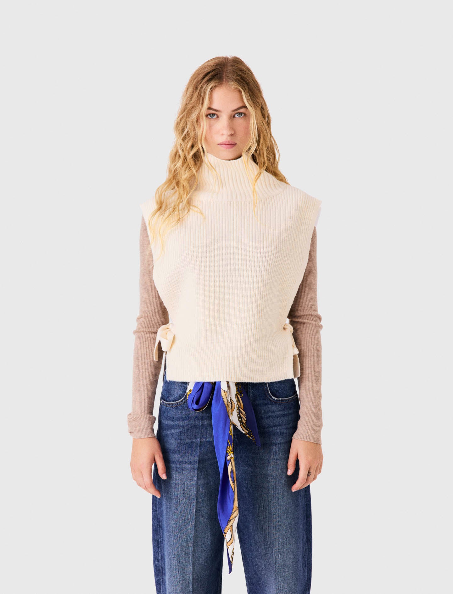 Long knit collar Ecru