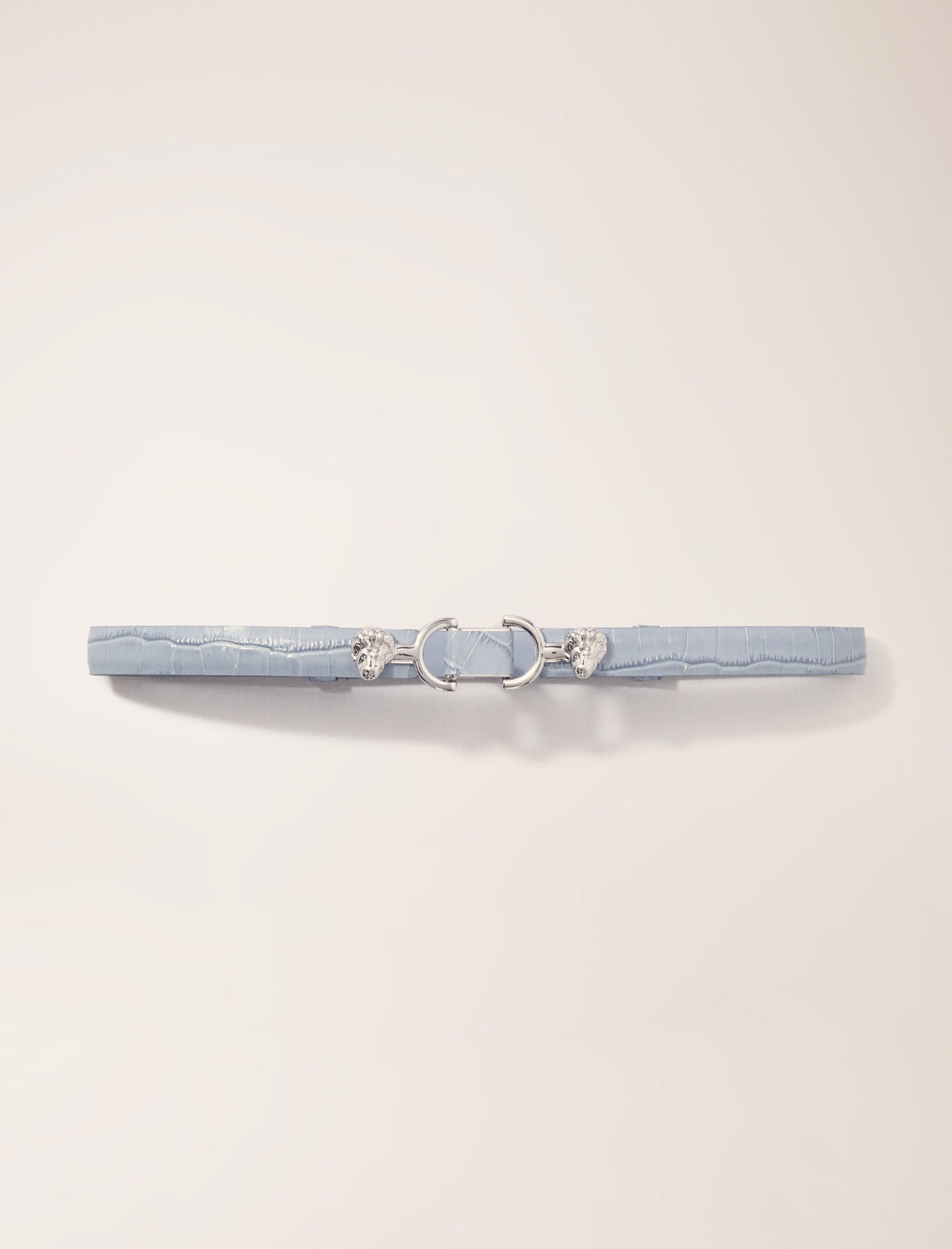 Blue Sky-featured-Embossed Leather and Lion Horsebit Belt