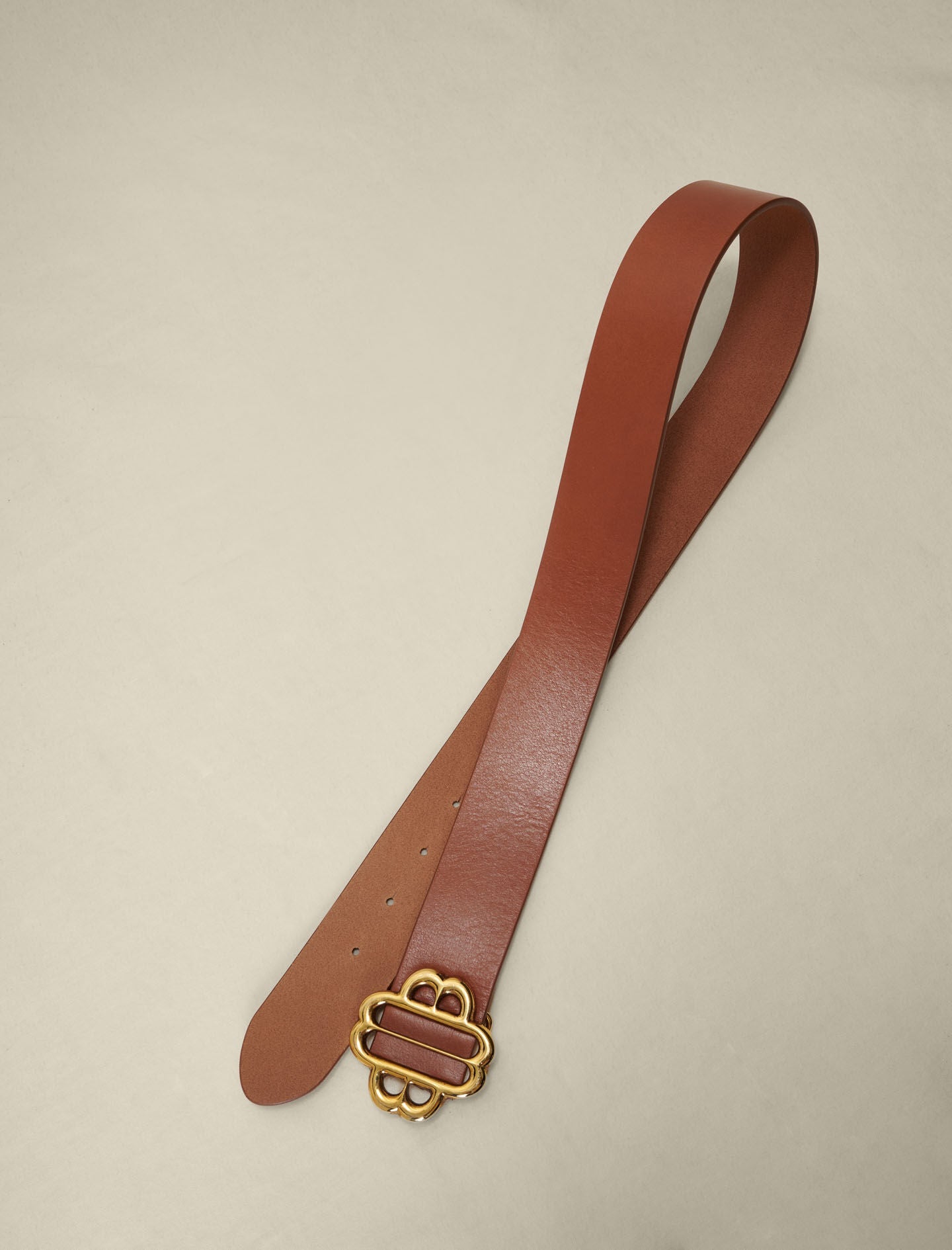 Camel   LEATHER BELT WITH CLOVER LOGO
