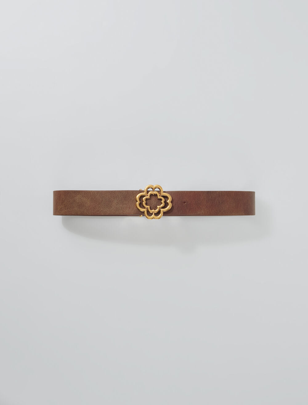 Old Brown featured-Distressed leather Clover belt