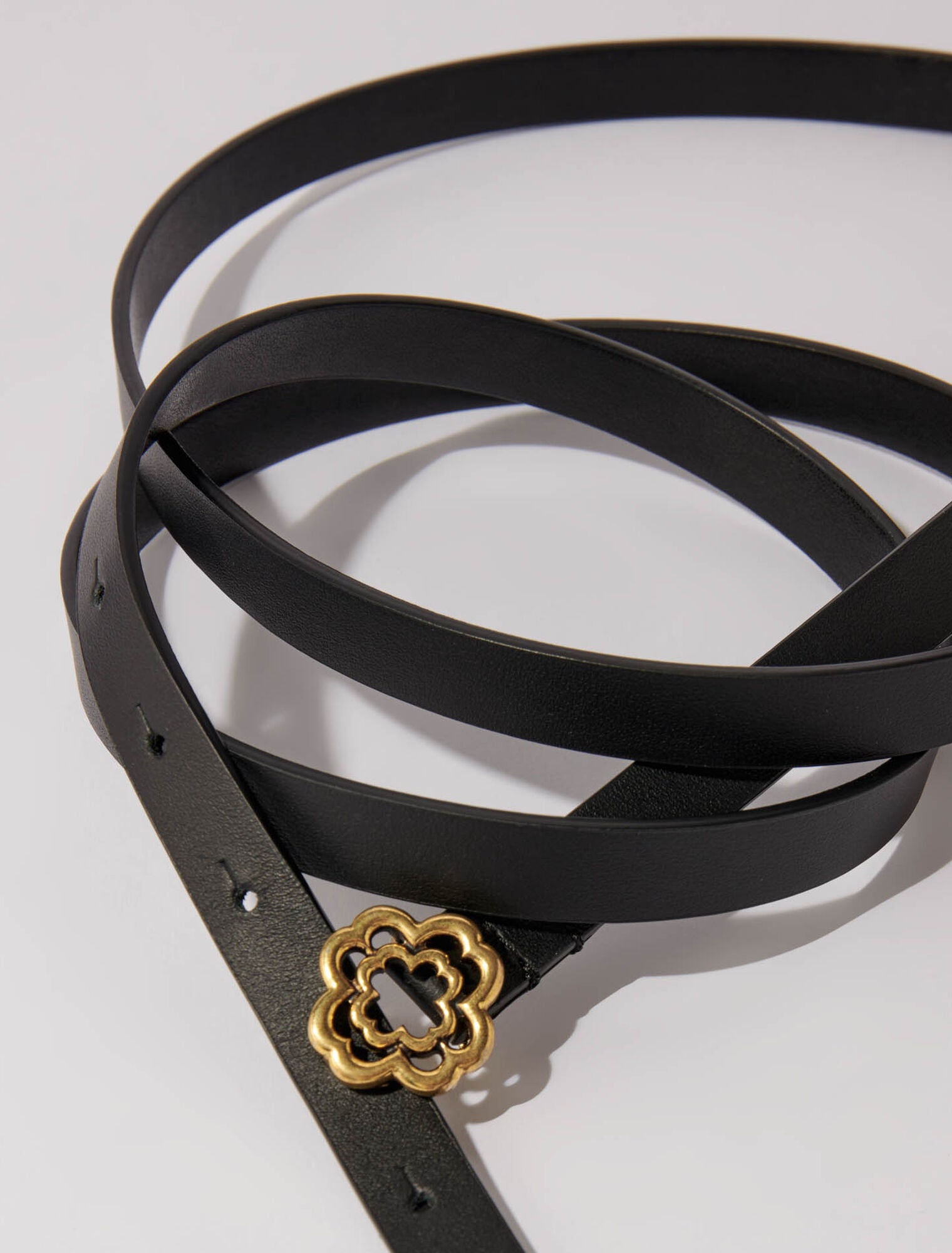 Black-Slim double leather belt