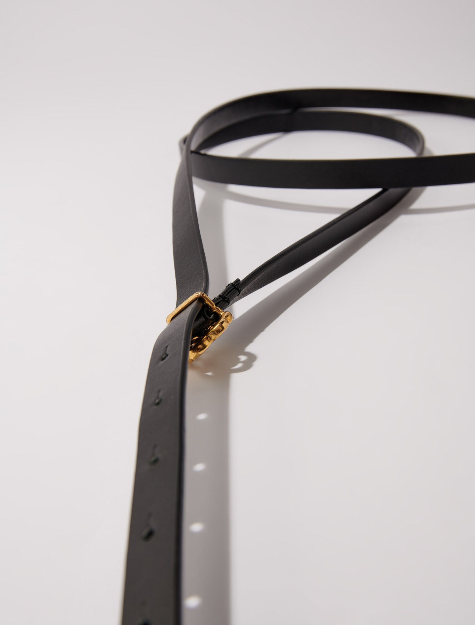 Black-Slim double leather belt