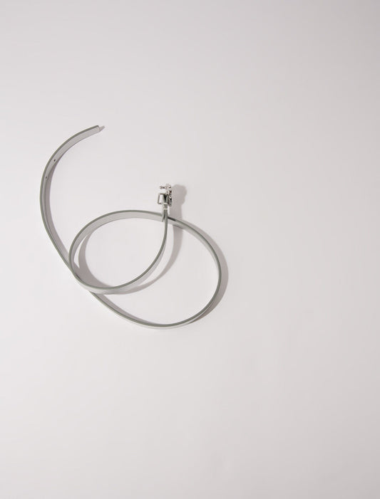 Silver  -Slim belt with Clover buckle