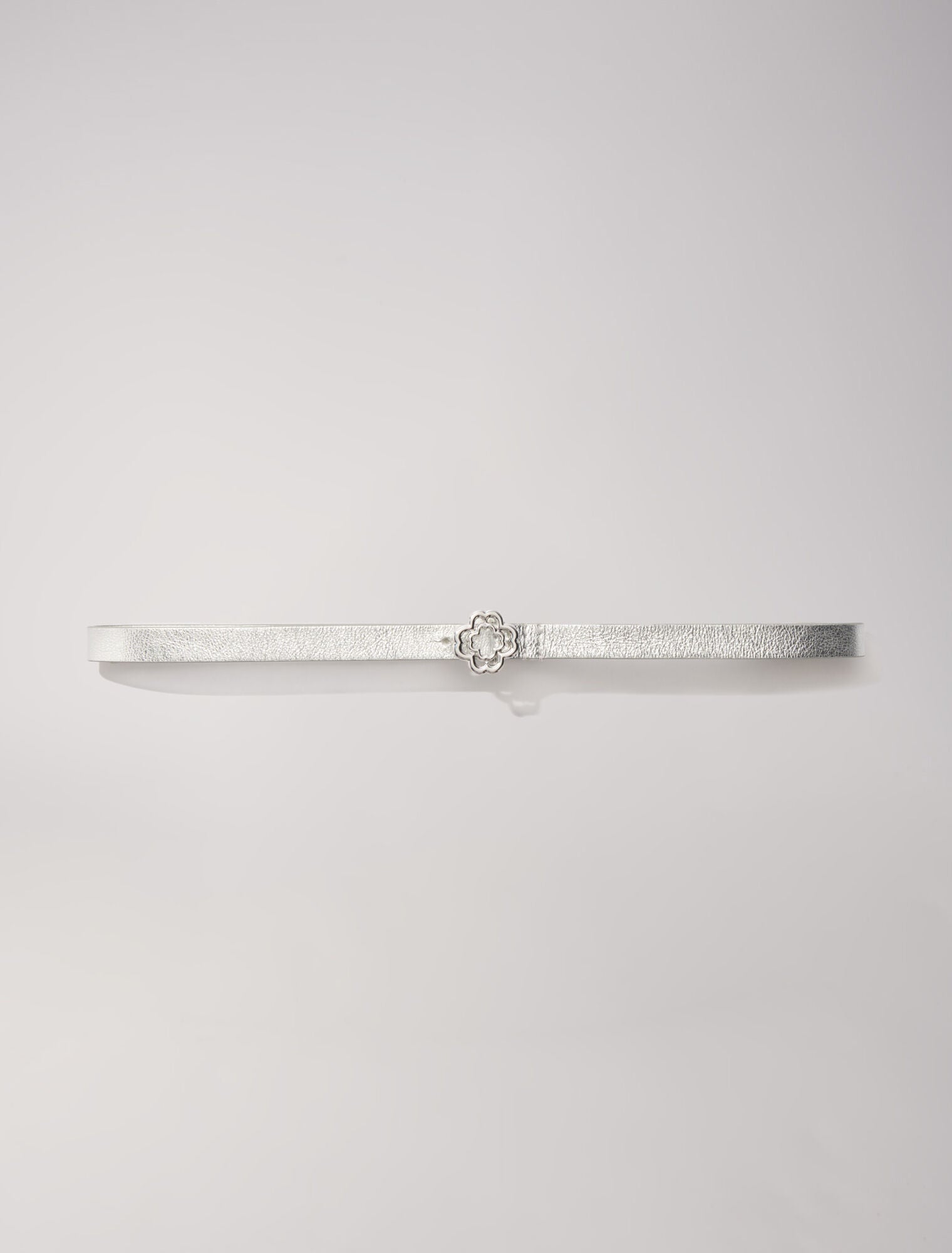 Slim belt with clover buckle Silver