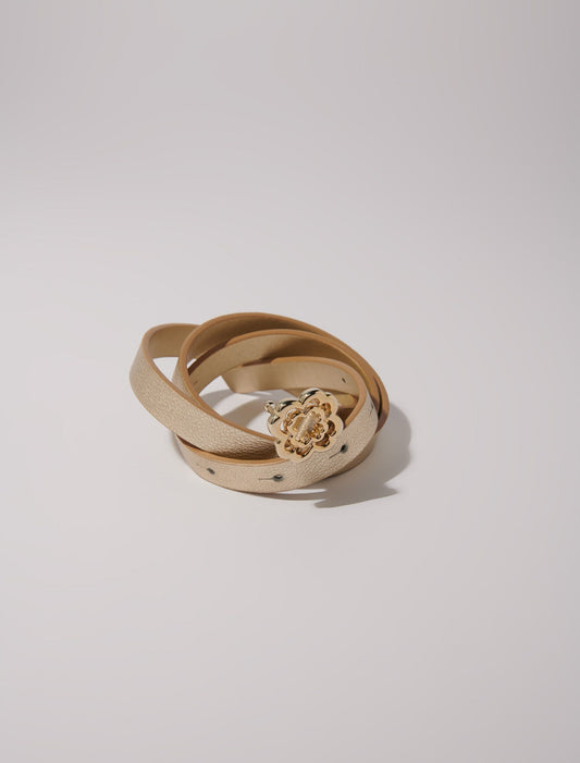 Light Gold  -Slim belt with Clover buckle