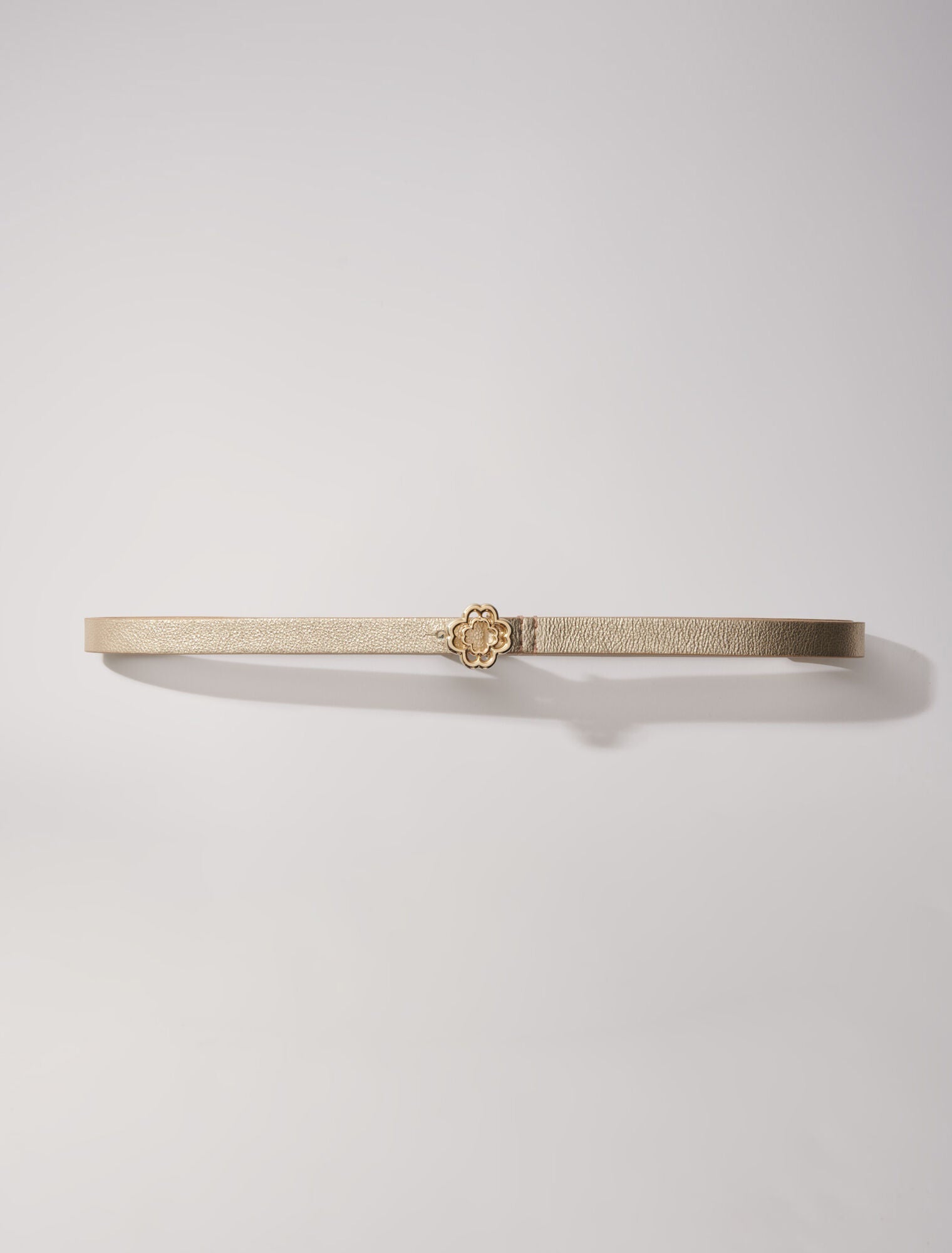 Slim belt with clover buckle Light Gold