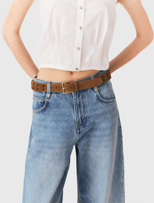 Braided suede belt Camel